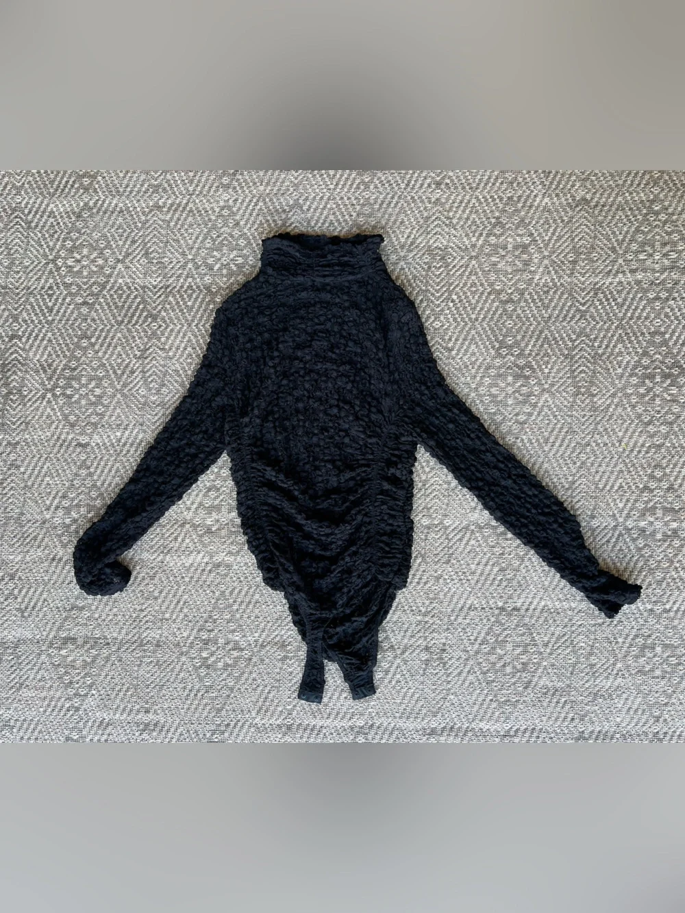 Free People Black Lace Bodysuit Long‎ Sleeve Mock Neck One Size
